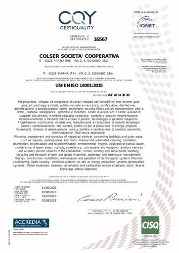 SISTEMA DI GESTIONE AMBIENTALE | ISO 14001:2015
