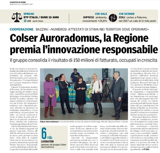 Responsabilità sociale e innovazione: premiata Colser - Auroradomus